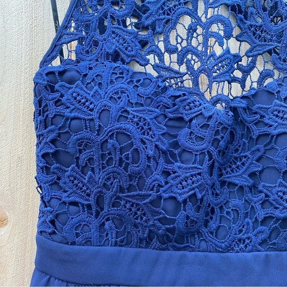 LuLu’s  Royal Blue, Lace, Sheer, Formal Event, Open Back, Midi  Dress Sz S. NWT - Picture 3 of 9